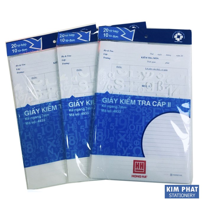 Giấy kiểm tra Cấp 1, Cấp 2 Hồng Hà 4919 / 4933