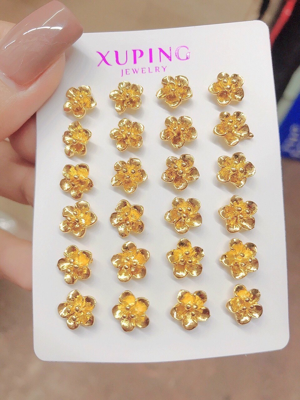 Bông tai cưới chạm hoa mạ 24k cao cấp P1121