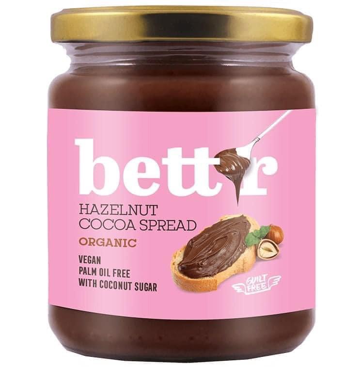 Bơ cacao hạt phỉ hữu cơ Bett'r 250g ( hương vị ngon xuất sắc)
