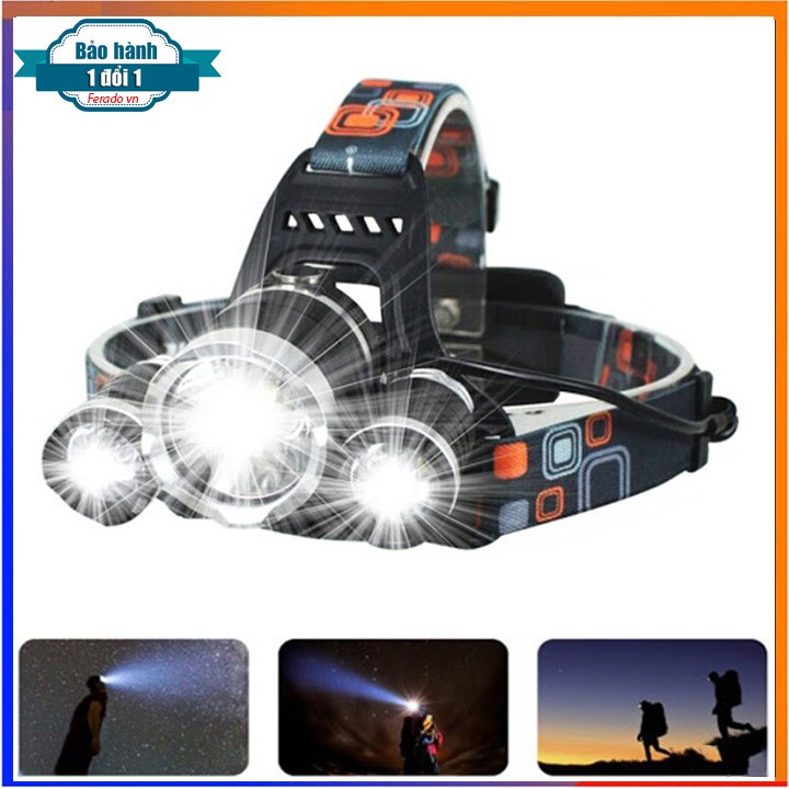 Đèn pin đội đầu 3 bóng t6 led siêu sáng