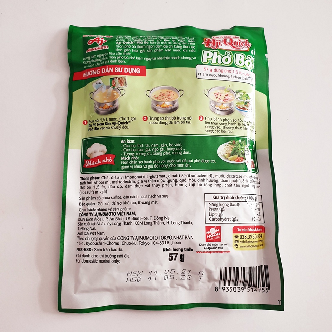 Gia vị nêm sẵn nấu Phở bò Aji-Quick (57g)