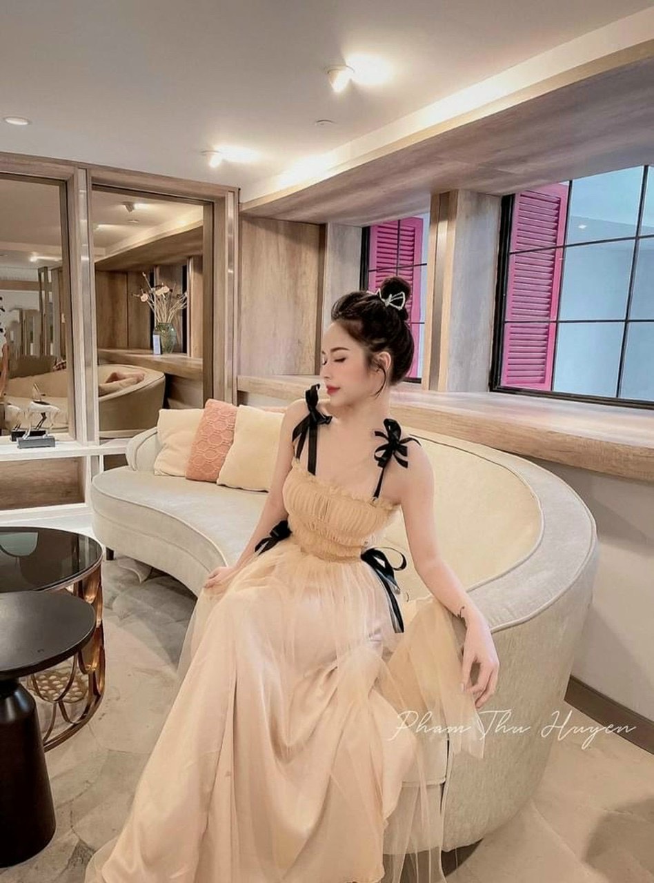 Đầm Lưới Đính Nơ,Đầm 2 Dây Phối Nơ,LY STORE