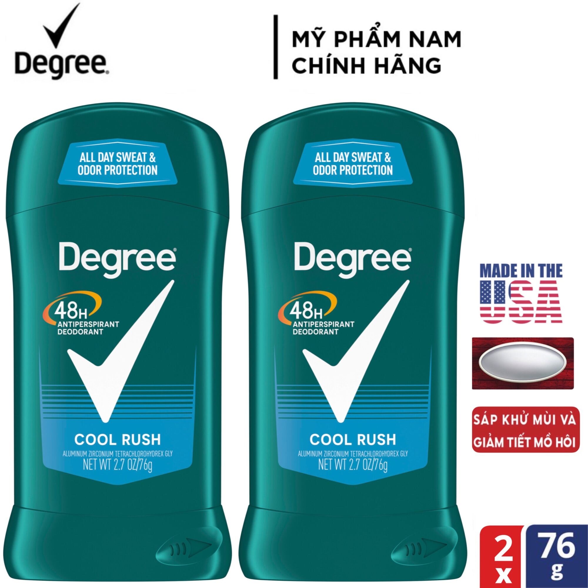 Lăn sáp khử mùi nam Degree men Cool Rush 76g - Mỹ