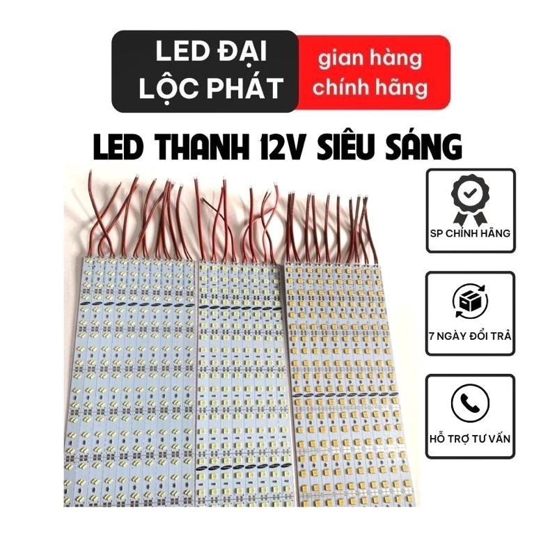 Đèn led thanh nhôm 12v siêu sáng, led thanh 12v hắt ánh sáng trắng trí nội thất tủ kệ