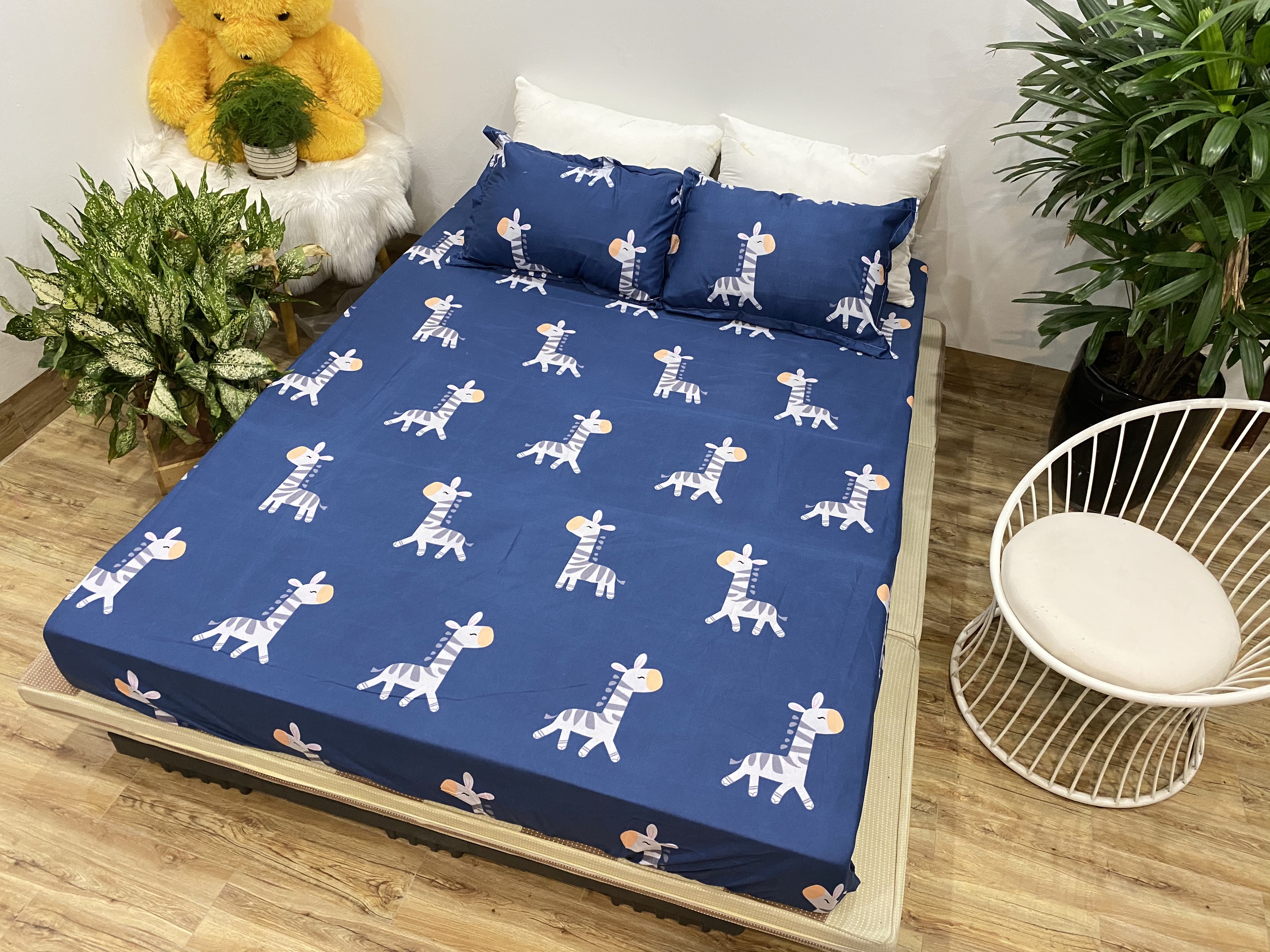 Bộ Ga Gối 3 Món Chất Liệu Cotton Poly Mẫu Thỏ