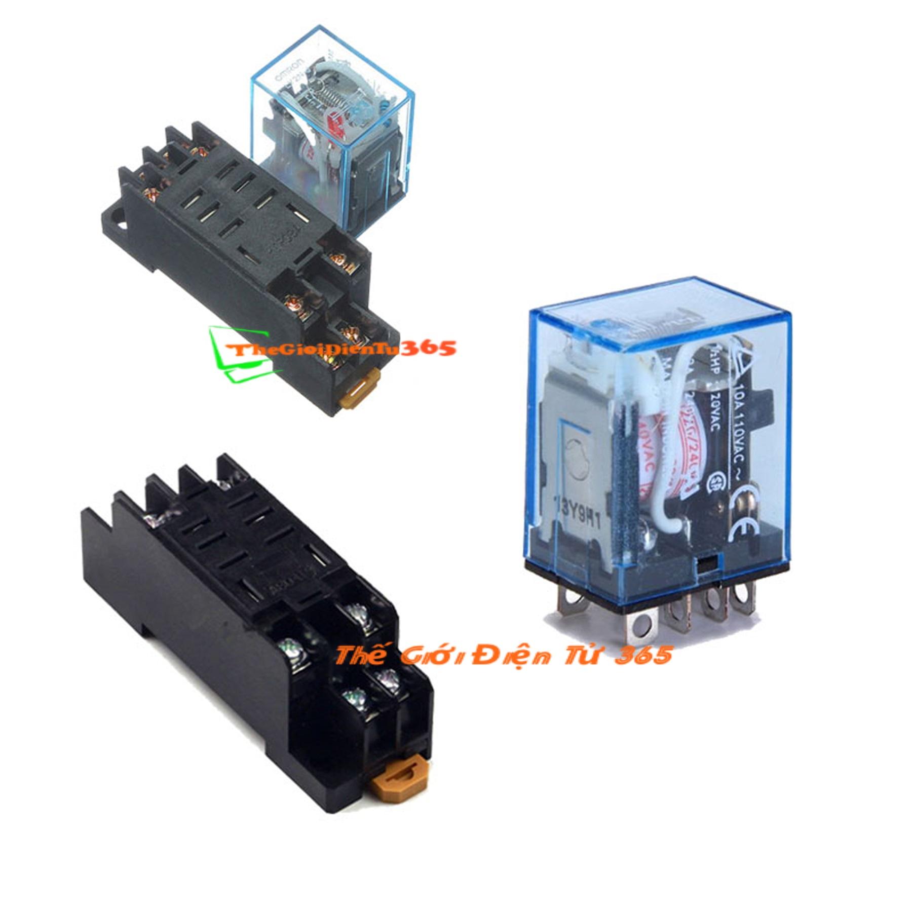 RELAY TRUNG GIAN OMRON 220V 10A 8 CHÂN KÈM ĐẾ VẶN ỐC