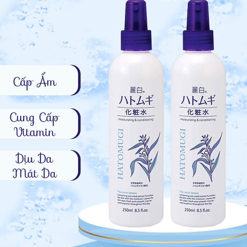 Xịt Khoáng - Nước hoa hồng Dưỡng Ẩm Và Làm Sáng Da Reihaku Hatomugi Mist Lotion 250ml