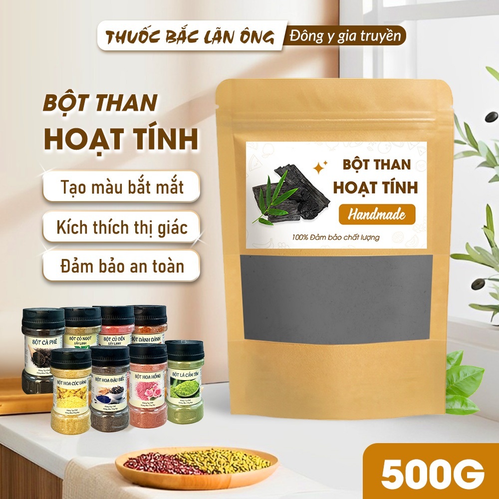 Bột than hoạt tính nguyên chất 500g (Bột tinh than tre, tẩy trắng răng hiệu quả)
