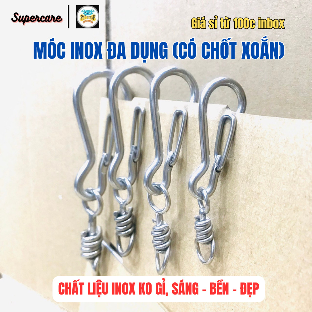 [Hoàn tiền 10%] Móc INOX ZIN -Móc Khoá Inox Đa Dụng (Có Chốt Xoắn)