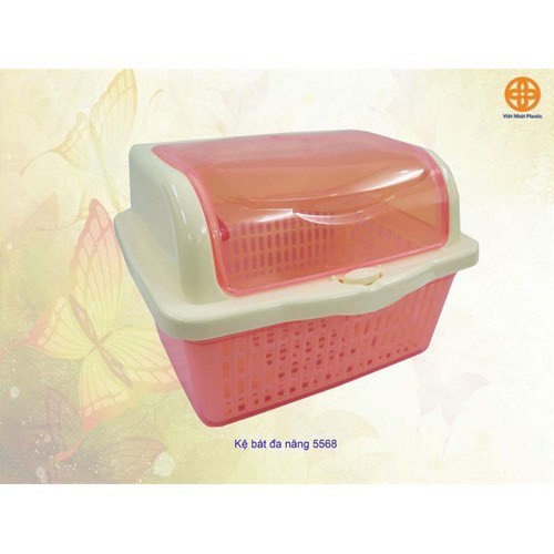 Kệ úp chén có nắp đậy chống bụi bẩn nhựa việt nhật