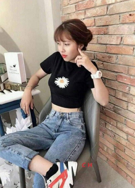 Áo croptop hoa cúc không chữ COH0220