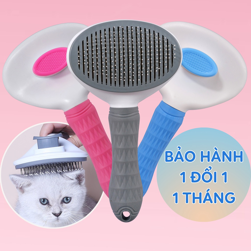 [HOÀN TIỀN 10%]Lược Chải Lông Cho Chó Mèo Có Nút Bấm, Lược Chải Lông Chó Poodle Phốc Sóc, Thú Cưng - BomPet