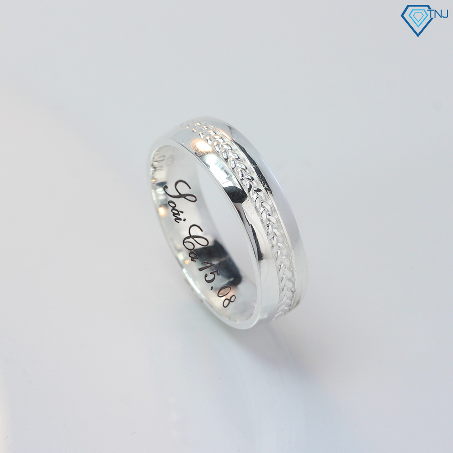 Nhẫn nam bạc thật trơn khắc tên cá tính NNA0164 - Trang Sức TNJ