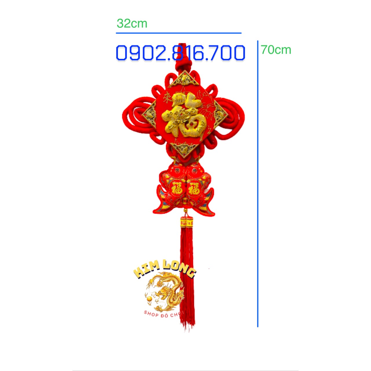 Khánh vuông nhung đỏ - Dây liễng nhung chữ PHƯỚC nhung đỏ 3D nổi treo cửa phụ kiện trang trí tết