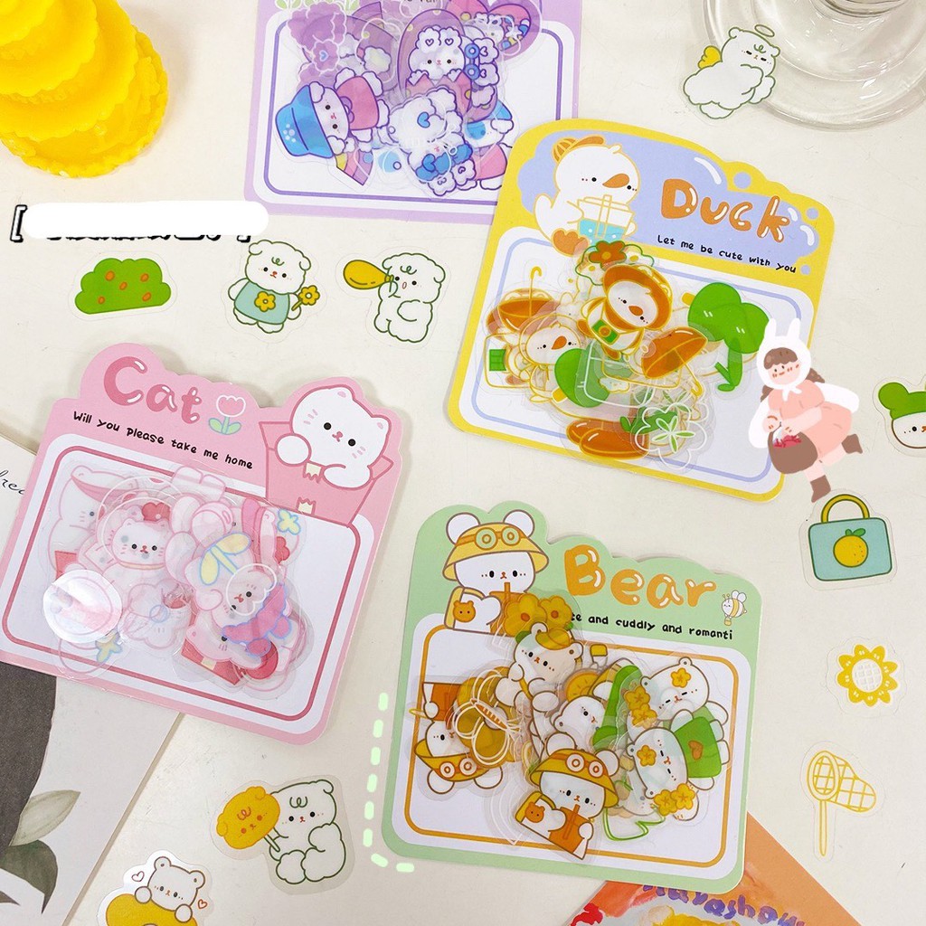[ATKSHOP] 15 sticker gấu , mèo cute