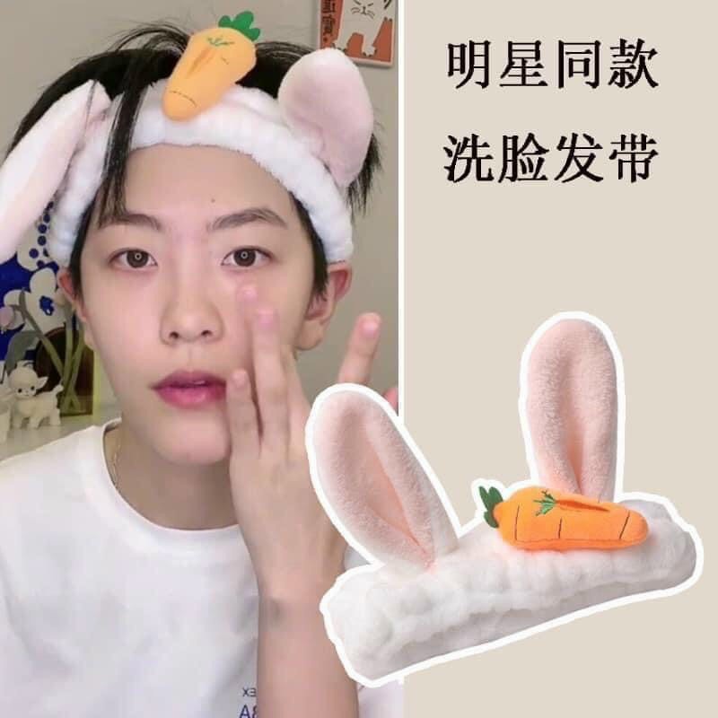 Băng Đô Turban Tai Thỏ Cà Rốt Cài rửa mặt