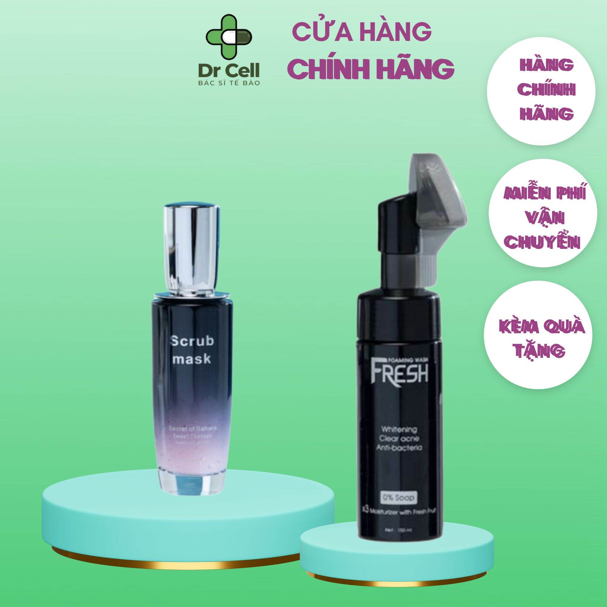 combo Sữa Rửa Mặt Fresh + Tẩy Da Chết Scrub Mask ( Kèm Quà Tặng)