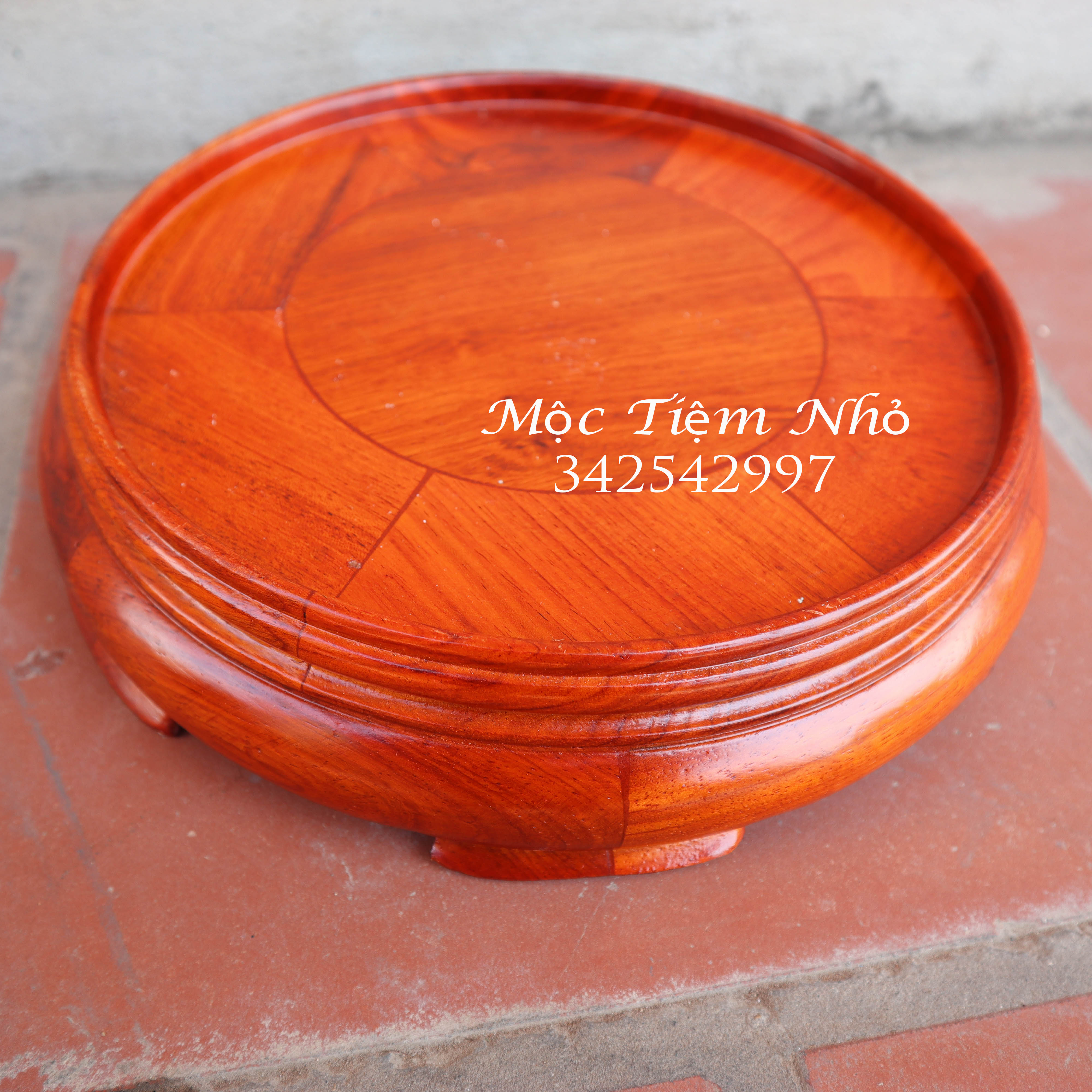 Kỷ tròn đôn tròn gỗ đế kê bát hương gỗ hương cao 6cm mặt 12,14,16,18,20,22,24,26,28,30