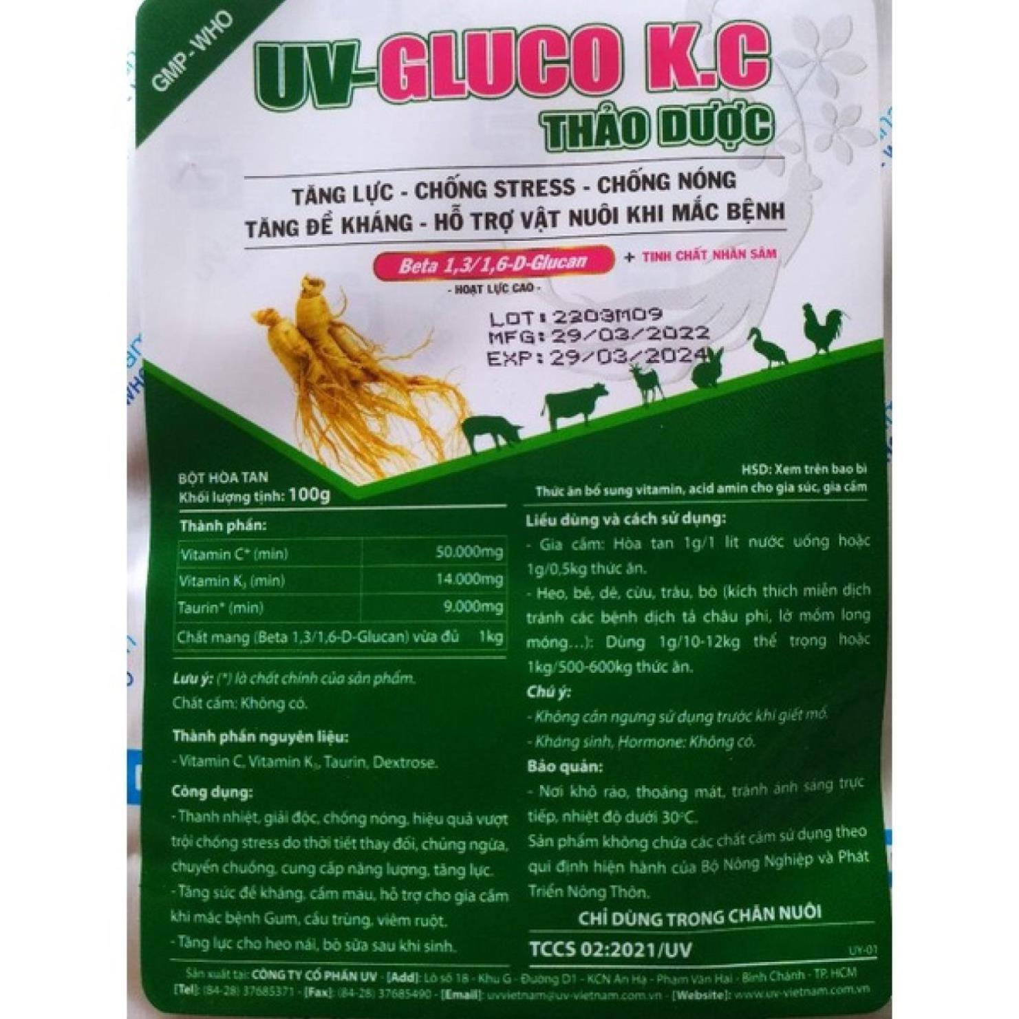 Điện giải gluco k+c gói 100gam