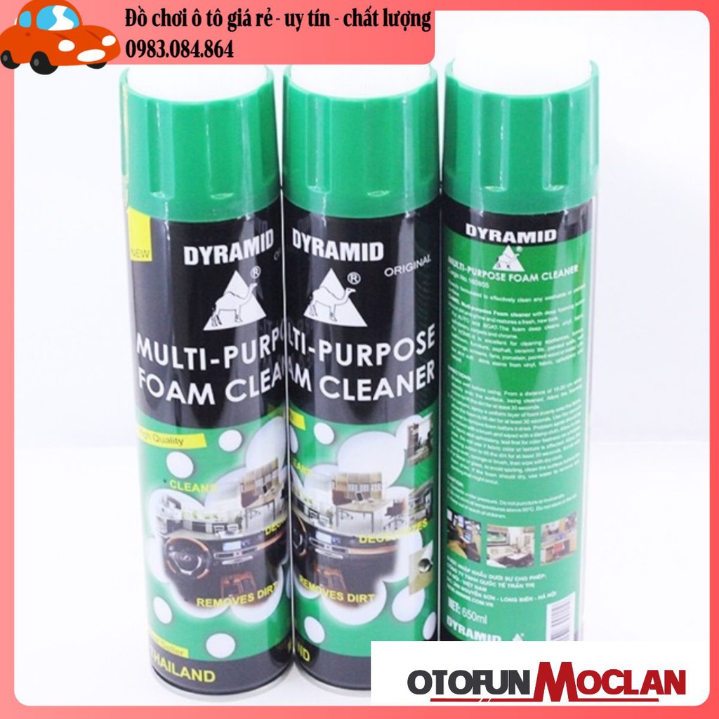 Dyramid - chai xịt bọt đa năng vệ sinh ghế da nội thất ô tô foam cleaner màu xanh - chai tẩy ghế da dyramid
