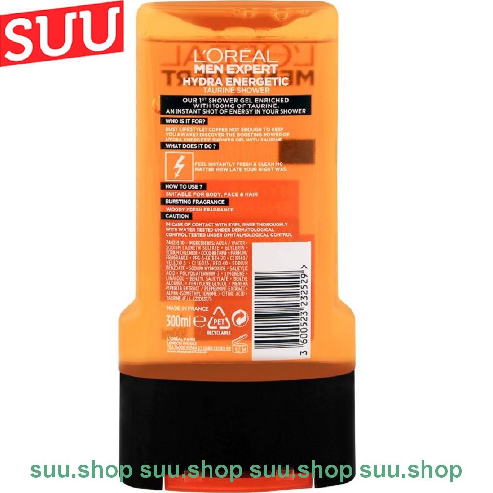 Gel Tắm Nam Loreal 300ml Hydra Energetic