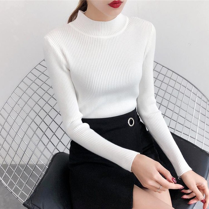 Áo len tơ cổ 3 phân , áo len cổ 3 phân cho nữ hàng quảng châu siêu đẹp