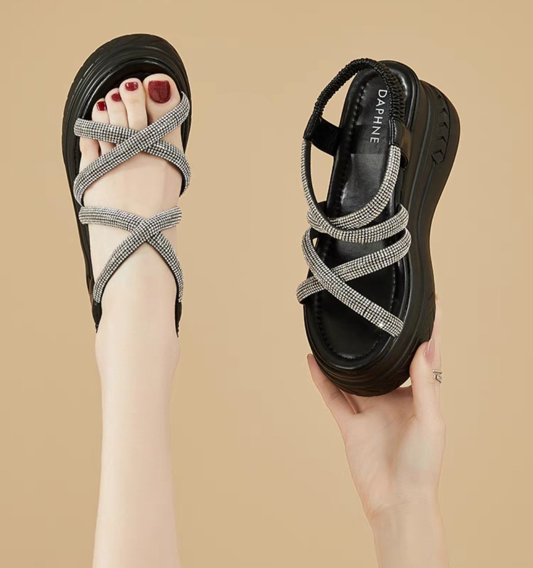 SANDAL XUỒNG DÂY CHÉO PHỐI ĐÁ