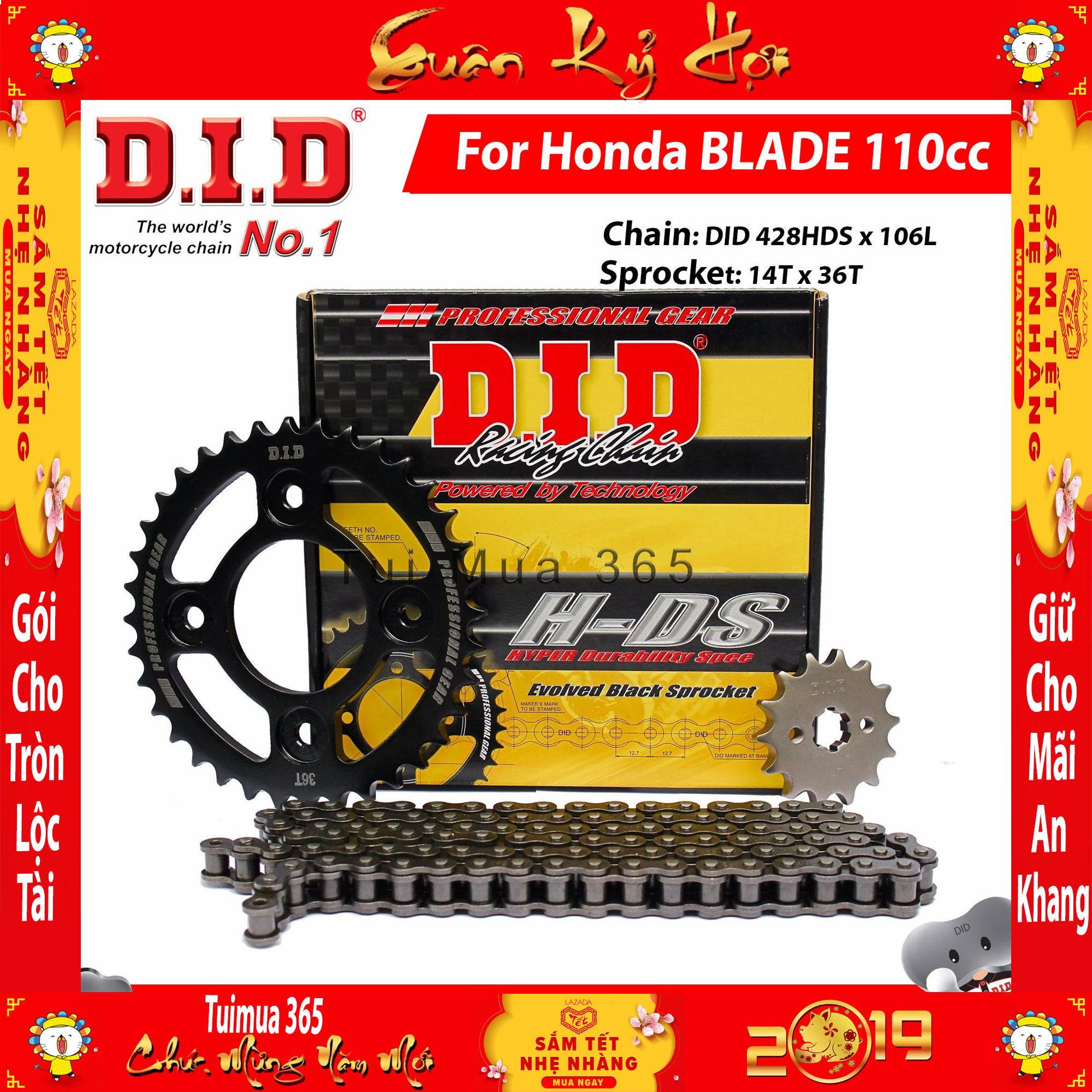 [HCM]Nhông sên dĩa DID Honda Blade 110cc - Sên đen 10ly HDS ( Thái Lan )