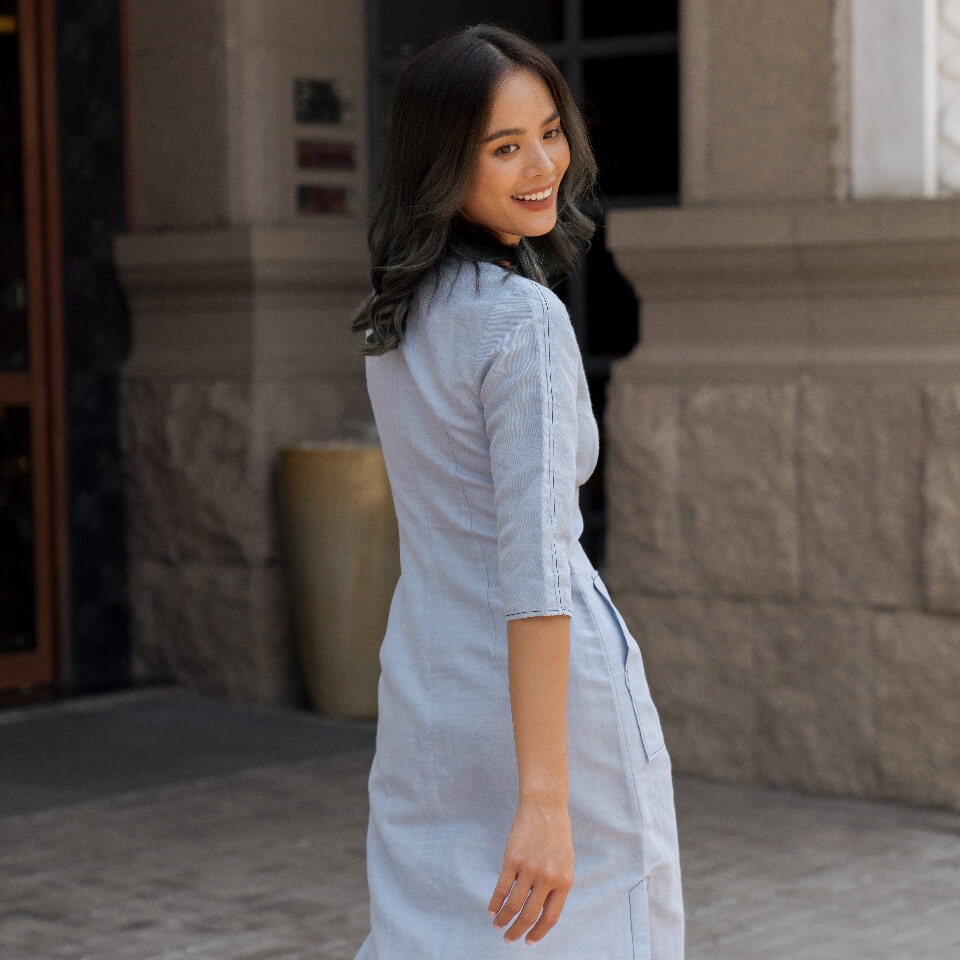 Đầm Linen Xanh F2 D388