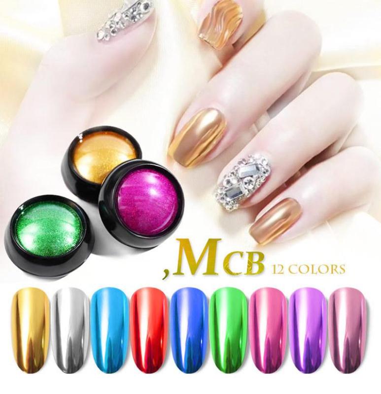 Bột tráng gương trang trí móng màu đơn sắc (vàng, bạc, xanh, đỏ, tím....)