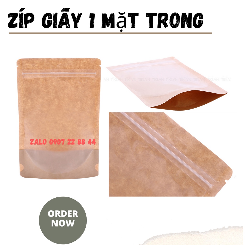 1KG TÚI ZIP GIẤY KRAFT CÓ CỬA SỔ