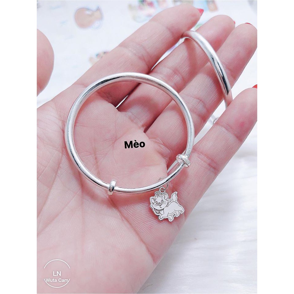 VÒNG TAY TRÒN BẠC TA CHO BÉ TREO CON GIÁP