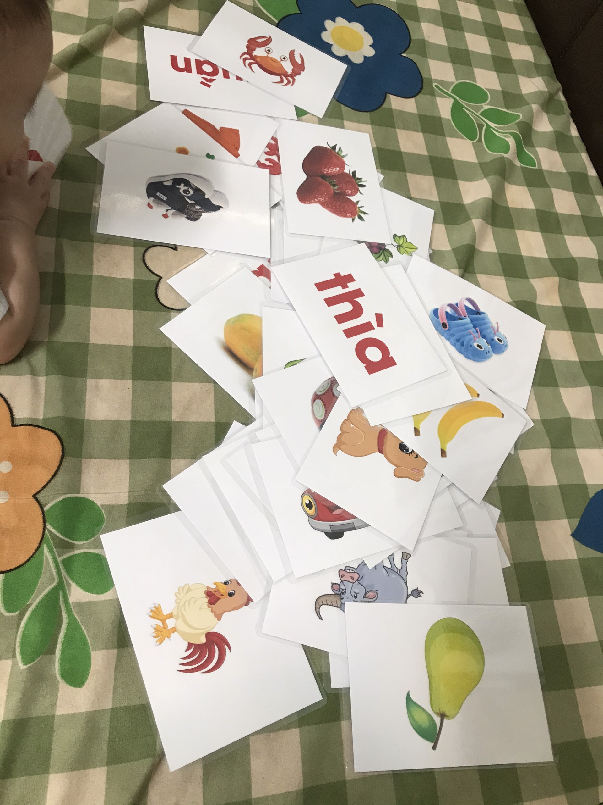 Bộ học liệu (50 chữ + ảnh) cho bé - A6 ép plastic