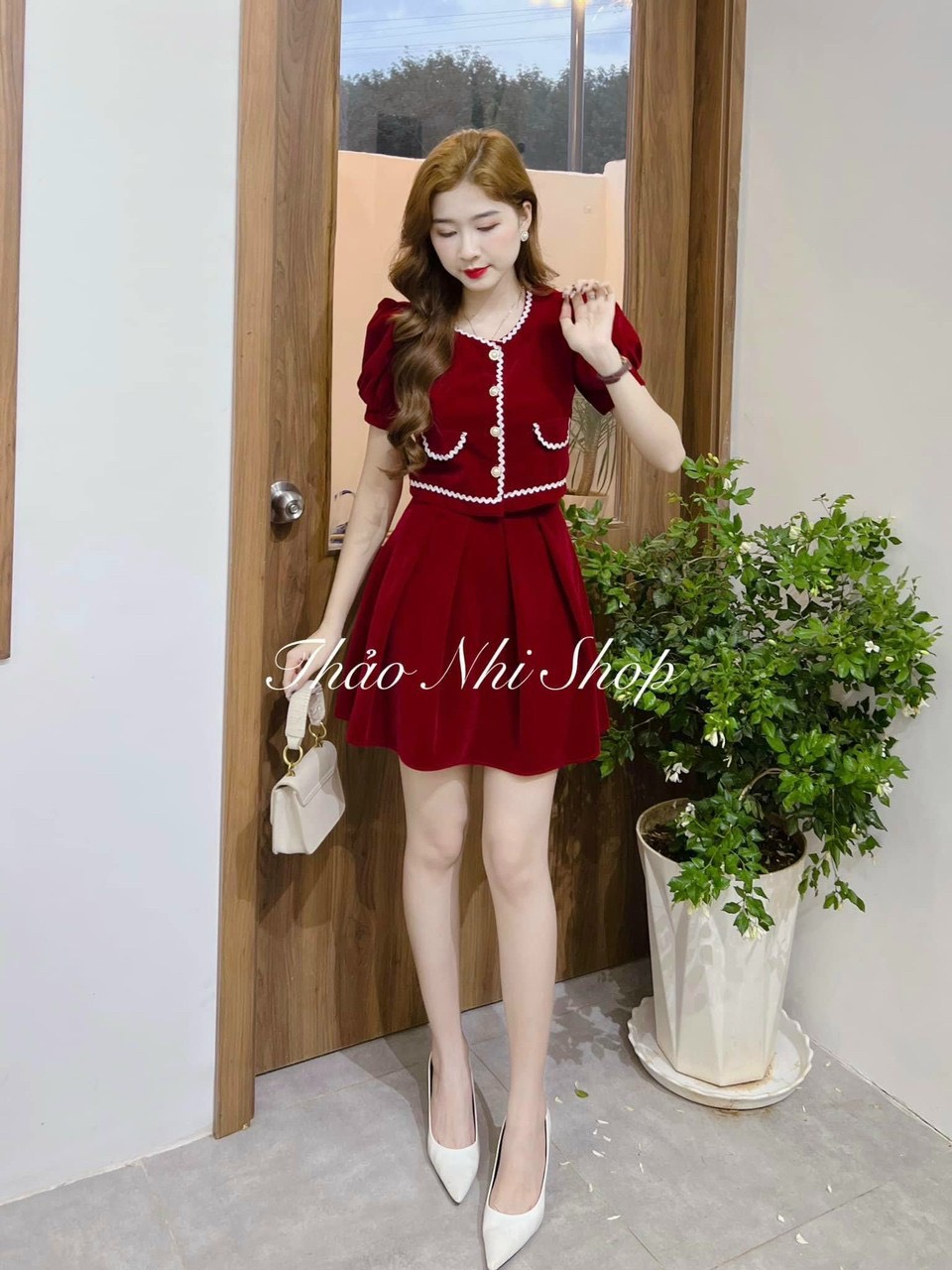 Sét bộ váy chất nhung dạ hàng nhập qccc.