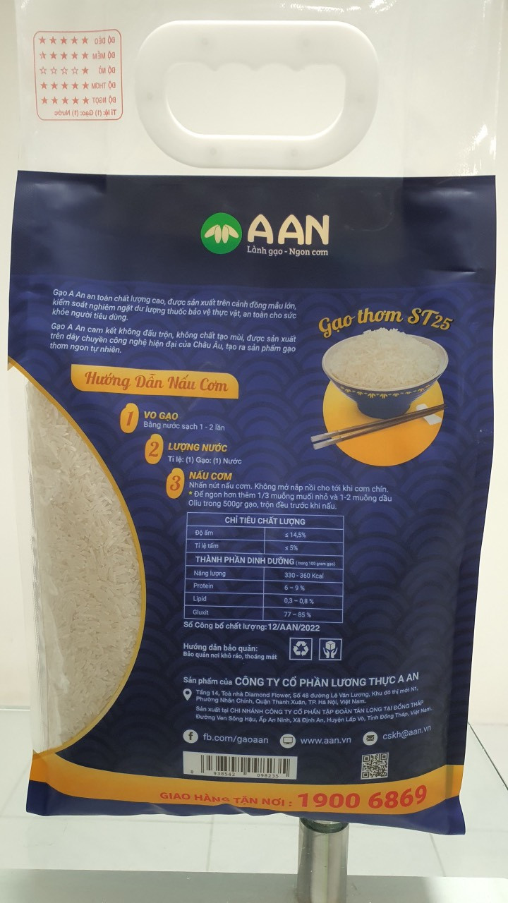 [Hàng Chính Hãng] [Túi Nhỏ] Gạo Thơm ST25 Gạo A An Túi 3 kg