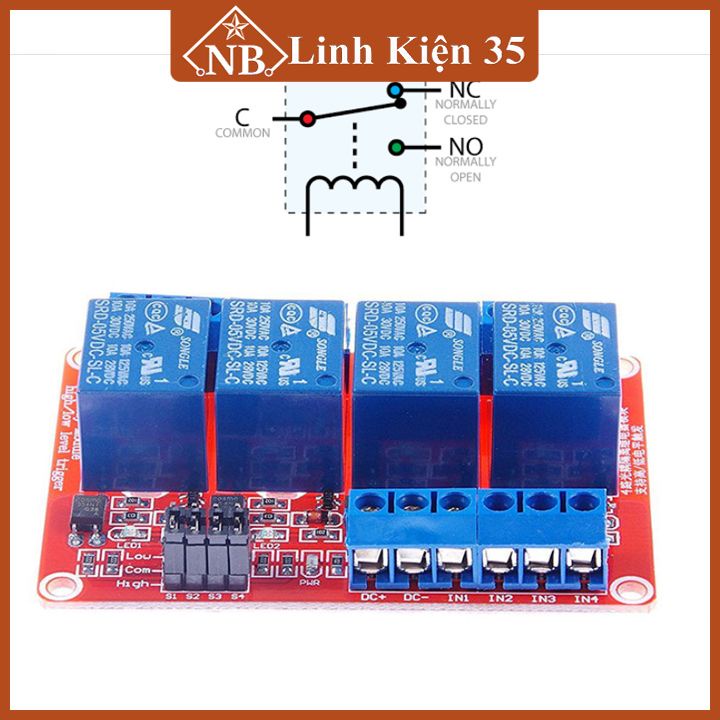 Module relay 5VDC 1 kênh, 2 kênh, 4 kênh High / Low