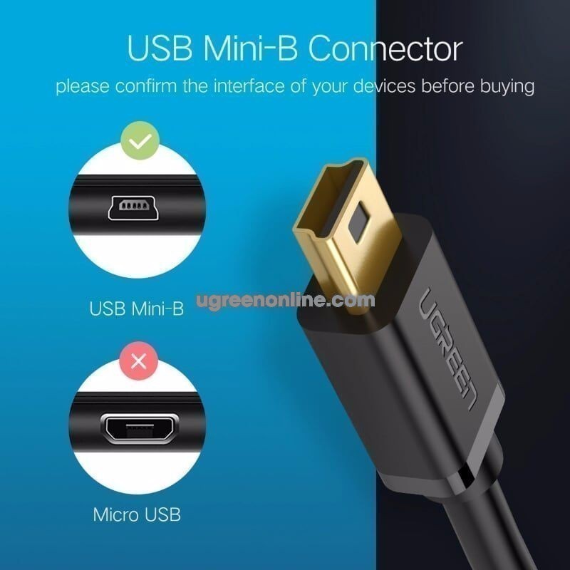 Cáp chuyển đổi Mini USB sang USB 2.0 dài 0.5m  Ugreen 10354. - Cap Mini Usb to Usb