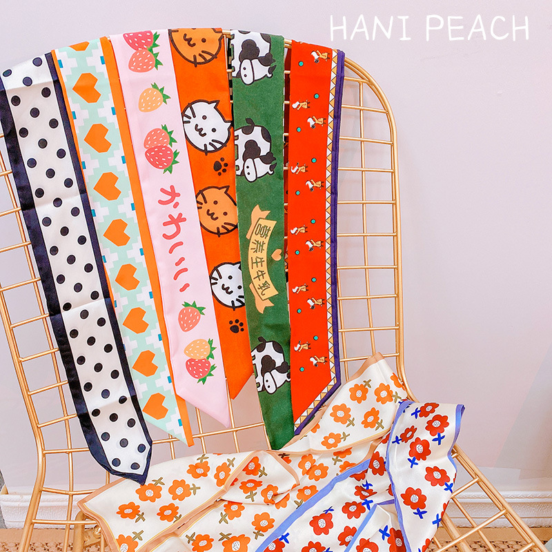 Khăn lụa Twins quàng cổ và trang trí túi xách 6x90cm - UniLabel