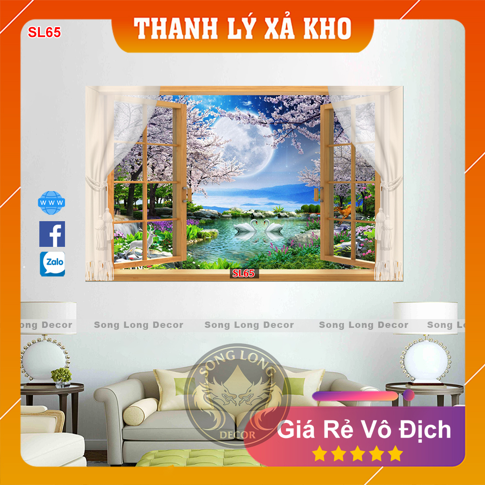 Tranh dán tường cửa sổ thần tiên - sl65-tranh 3d phòng ngủ - song long decor