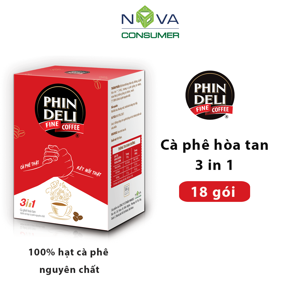Cà Phê Hòa Tan PhinDeli 3in1 (17g x 18 gói)