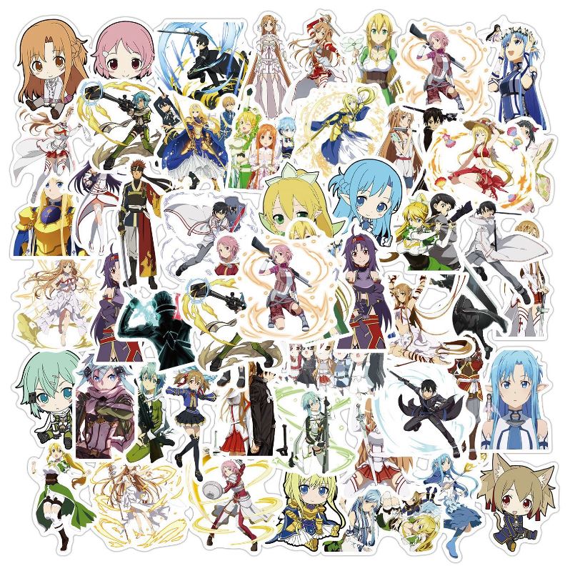 [HCM]Sticker New Anime Sword Art Online Stickers nhựa PVC không thấm nước dán nón bảo hiểm laptop điện thoại Vali xe Cực COOL #208