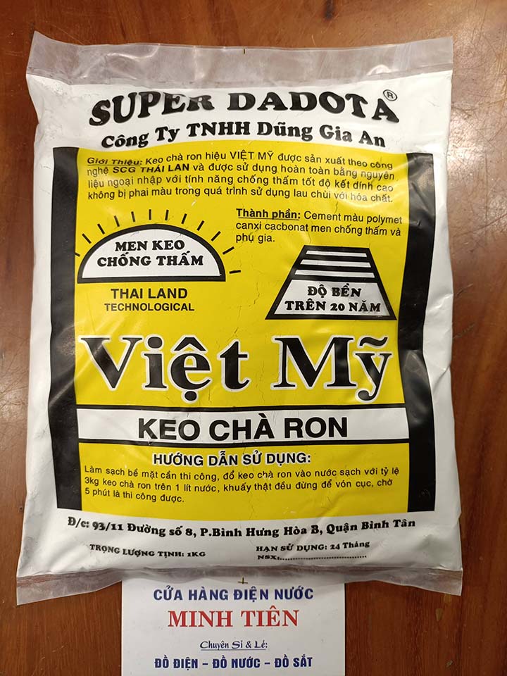 Keo chà RON, Keo trét gạch hiệu Cá Sấu Thái Lan, Việt Mỹ bịch 1 Kg dùng trét ron gạch