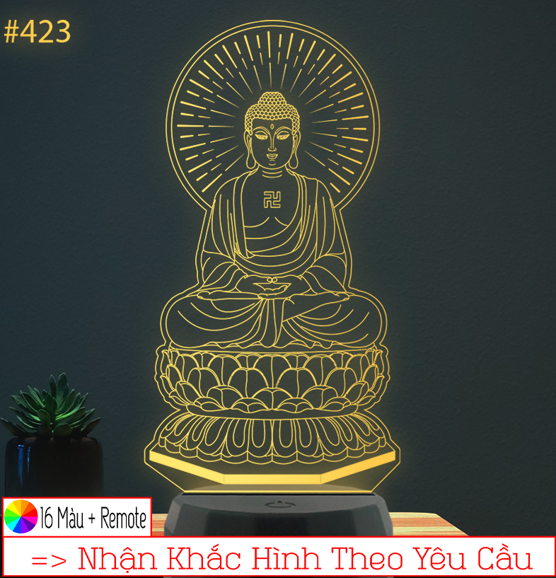 Đèn ngủ led 3D 16 màu PHẬT THÍCH CA L423, Đèn led khắc hình theo yêu cầu, đèn khắc hình cá nhân, đèn để bàn, đèn ngủ, đèn trang trí, quà tặng sinh nhật, quà tặng người thân bạn bè