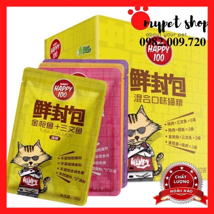 Pate Wanpy Happy 100 Cho Mèo 70gr/gói (6 vị)