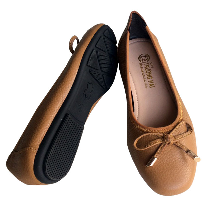 Giày búp bê đen  da bò cao cấp THBB01680