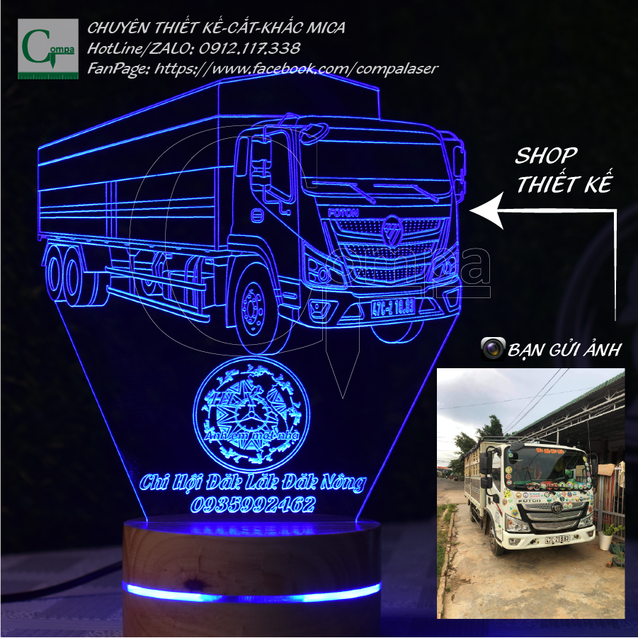 LED lamp Mica 3D shape car truck, Ben, pull head design according to the requirements