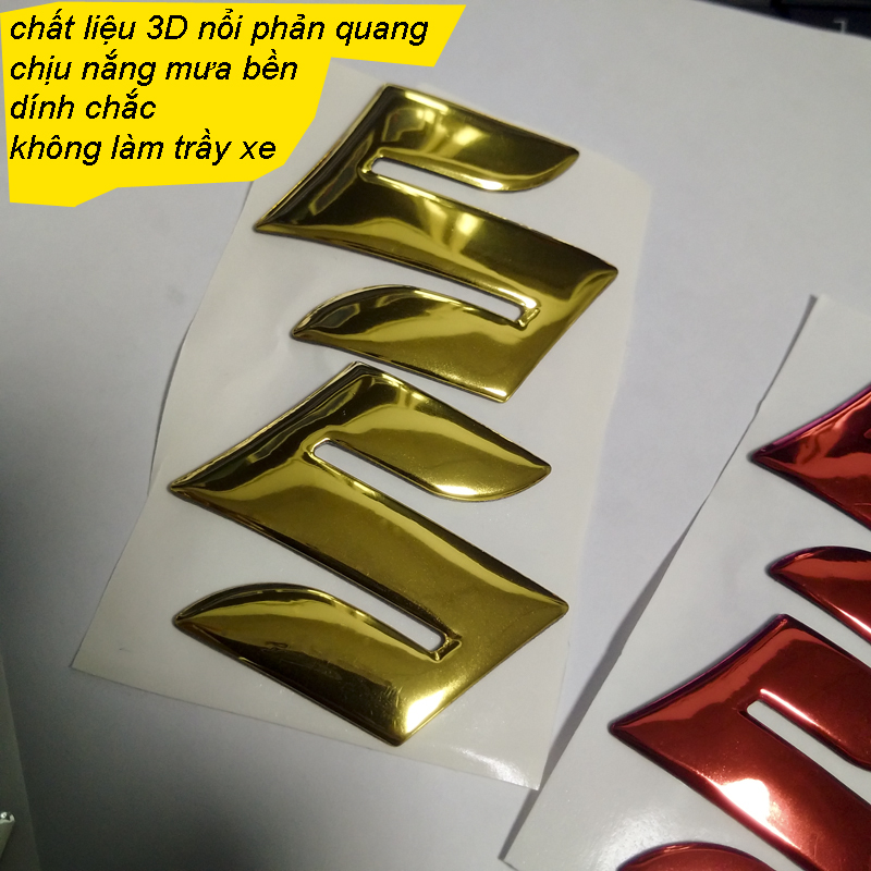 Bộ 2 tem Logo SUZUKI 3D nổi dán xe