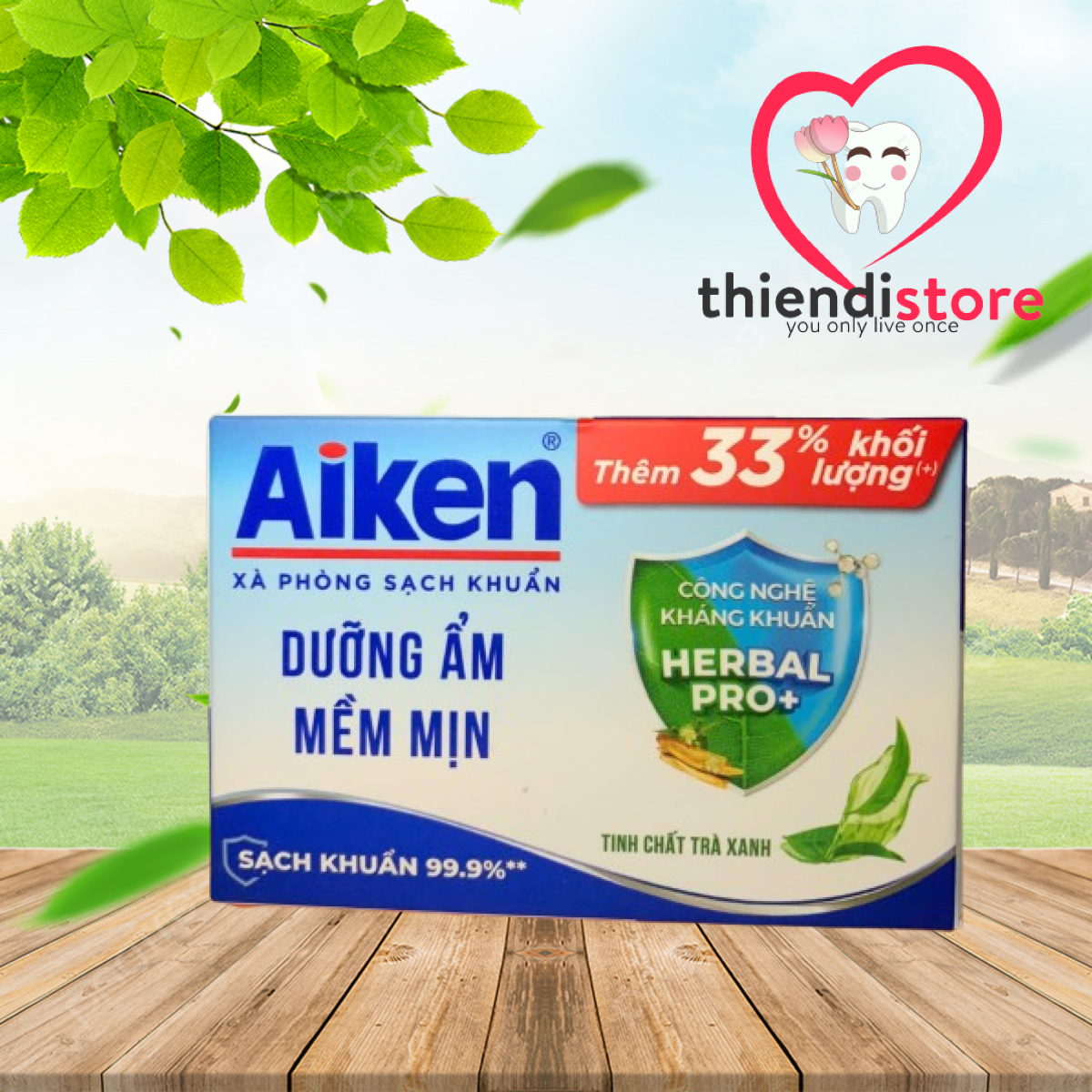 [Tăng 33%] Xà Bông Cục Aiken Kháng Khuẩn 120g – Làm Sạch Dịu Nhẹ, Bảo Vệ Da Mỗi Ngày
