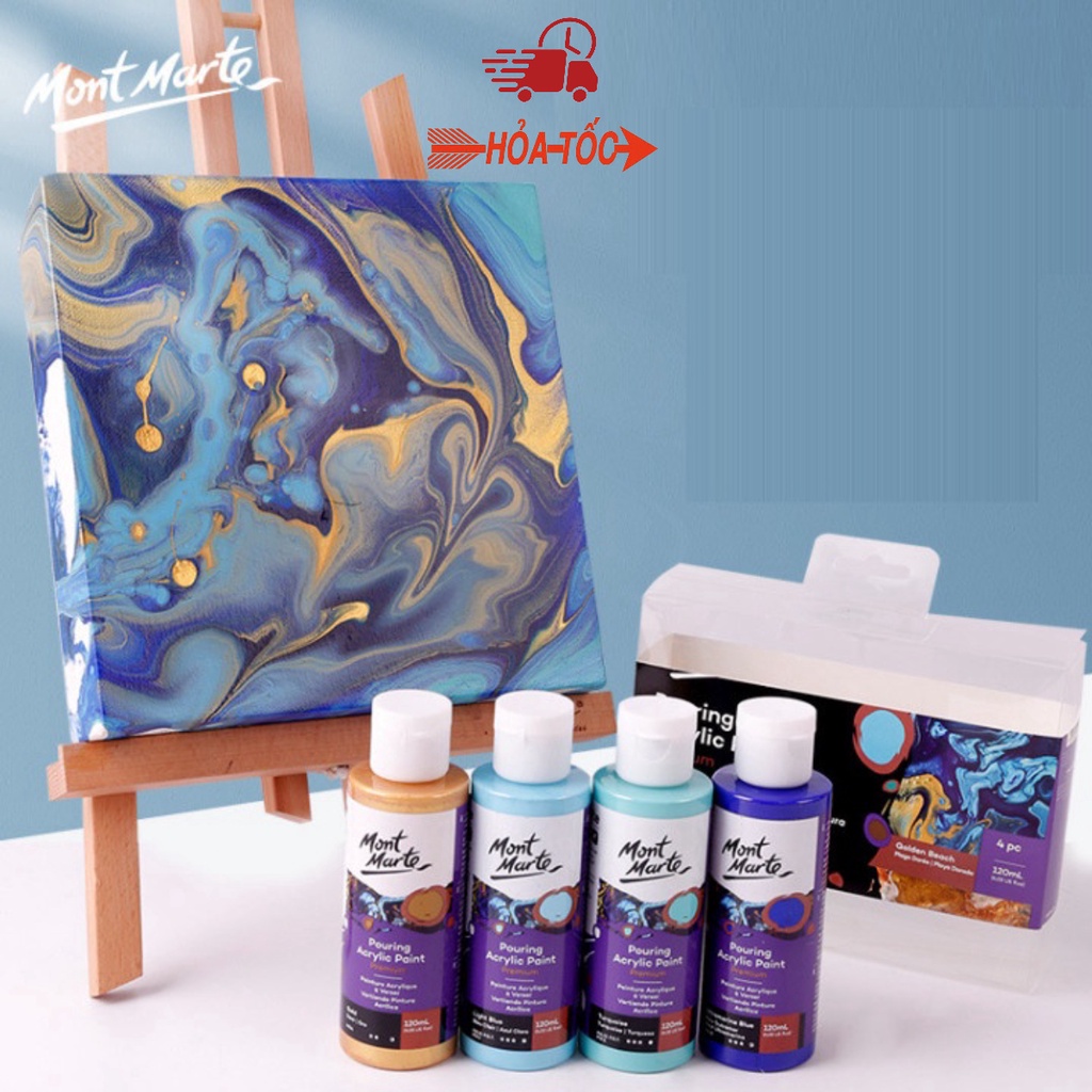 [Tổng hợp ] Bộ Màu Đổ Pouring Acrylic Mont Marte - Set 4x60ml [ Sugi Art Shop ]