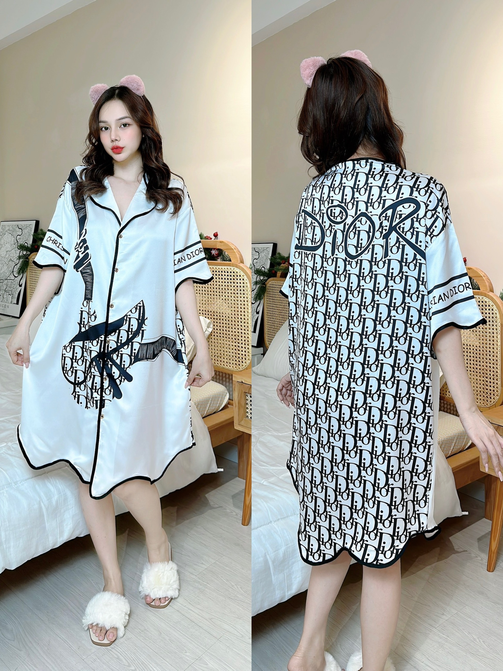Đầm váy LỤA SATIN và LỤA XƯỚC mặc nhà mặc ngủ siêu mát siêu thoải mái